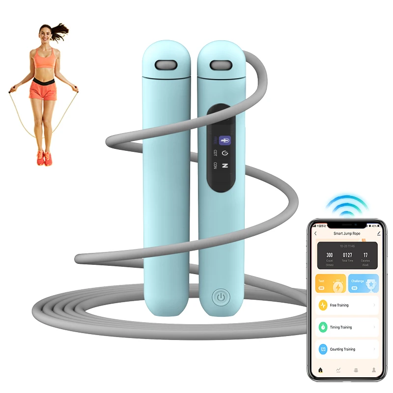 Hot sale adjustable electronic speed cordless smart jump rope USB rechargeable calorie counter digital skipping rope