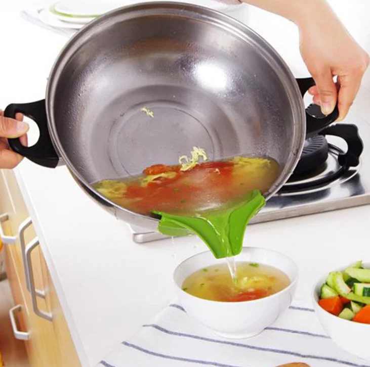 
Silicone Pour Soup Funnel Kitchen Dedicated Pots Around Mouth Edge Deflector kitchen tool 