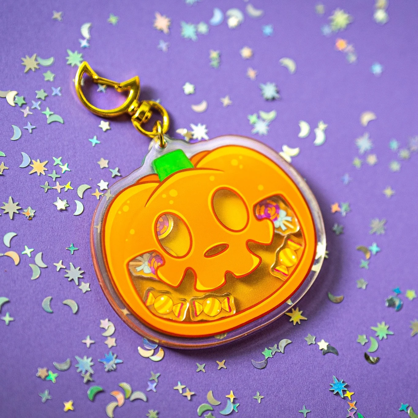 Customized High Quality Anime Figure Epoxy Resin Shaker Charm Acrylic Glitter Rainbow Key Chain