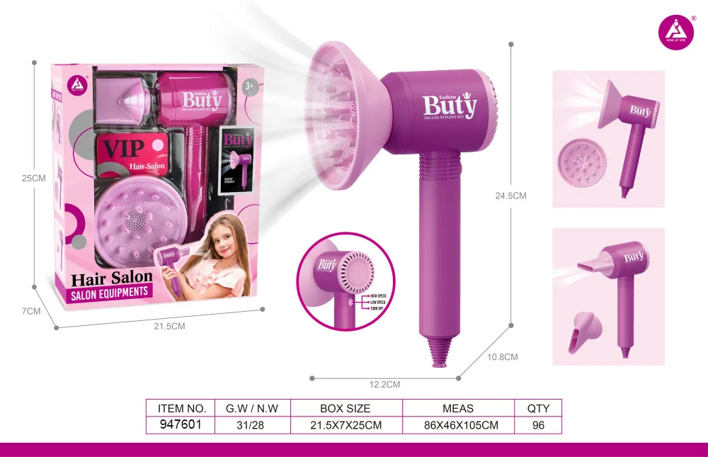 Fashion Pretend Makeup Set Girls Beauty Salon Toy Kit Pretend Hair Styling Set for Girls with Blow Dryer Barber Accessories