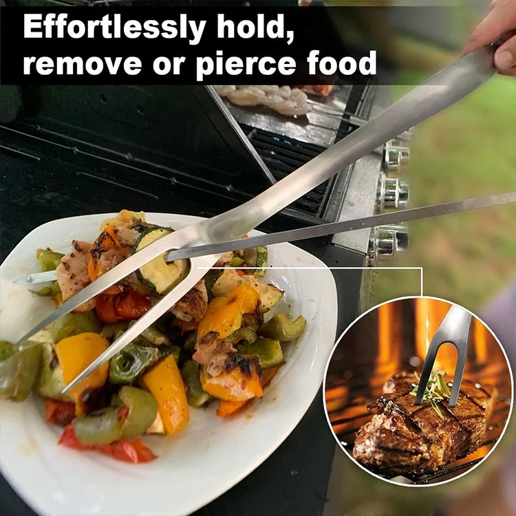 Heavy Duty BBQ Accessories BBQ Tongs Tool Set 4Pcs  Stainless Steel Grill Tools Set For Backyard Restaurant Outdoor Kitchen
