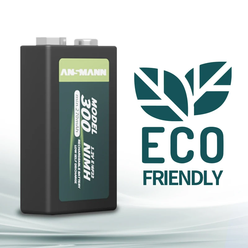 Ansmann Europe Quality nickel metal hydride batteries rechargeable ni-mh 300mah 9V rechargeable battery