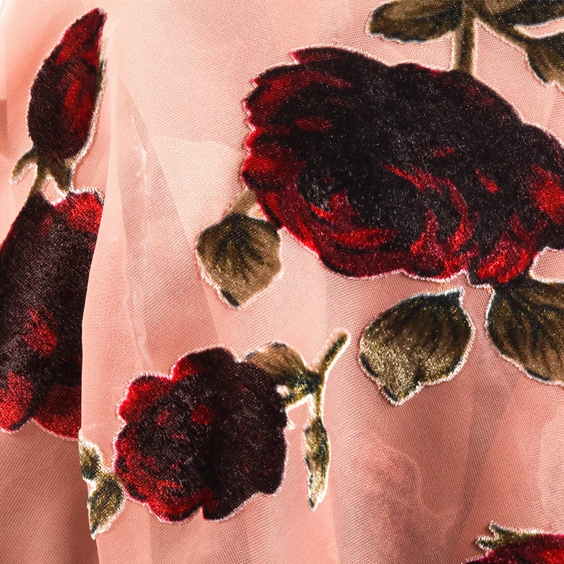 2023 custom floral design viscose velvet silk burnout velvet fabrics for women dress