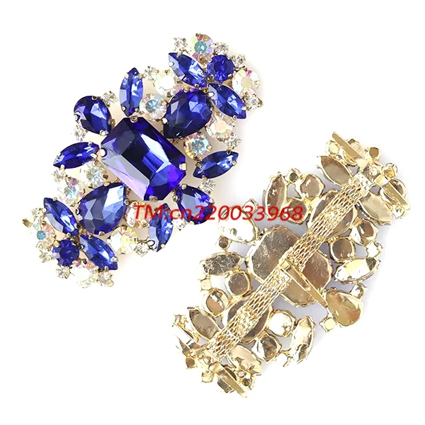 Flower Rhinestone Applique Crystal Patch Sew On Rhinestone Appliques Chain Trim For Bags and Jewelry Accessories