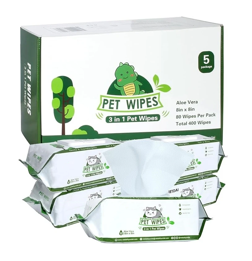 Wholesale 100 Count No Rinse Pet Bath Wipes Gentle Cleansing Hypoallergenic Pet Wipes