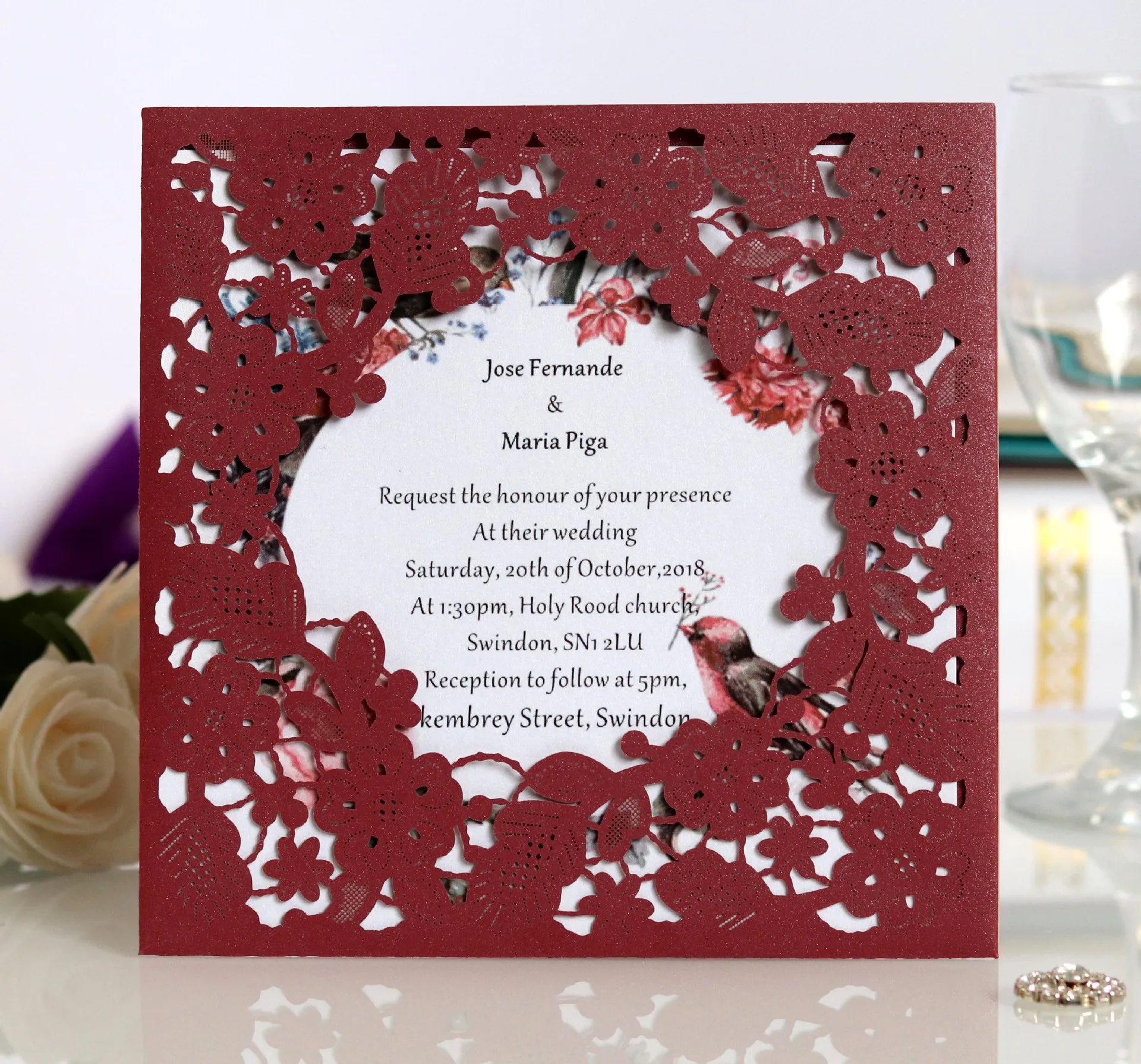 Favor products 2022 amazon Folded Laser Cut faire part mariage invit Festival Greetings cards designs luxury Wedding Invitations