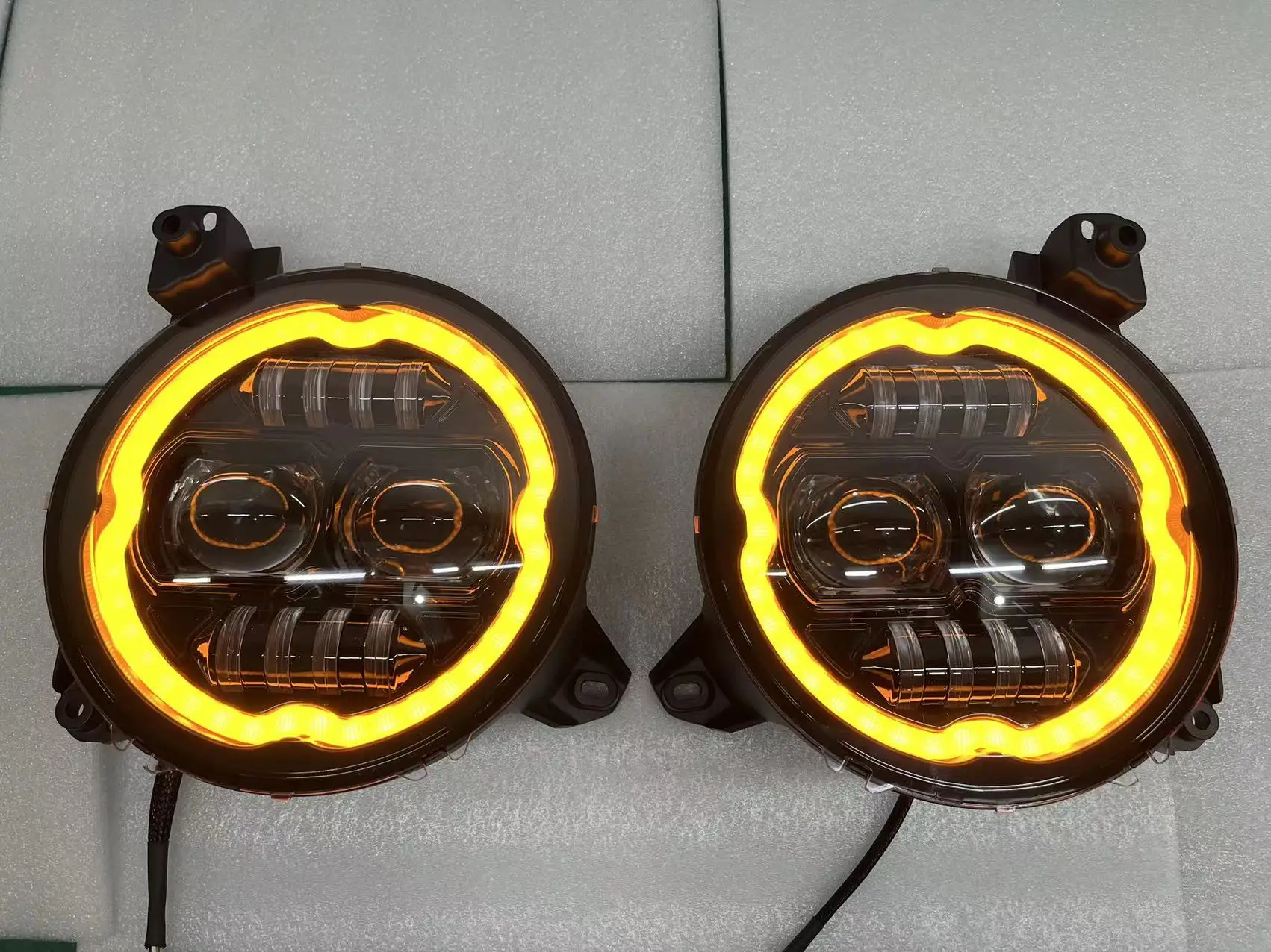 9-32V 9inch 40W RGB Round LED Headlight APP Control Top Sell Fog Lamp With DRL Turn Sign For Jeep Wrangler Offroad Led Light