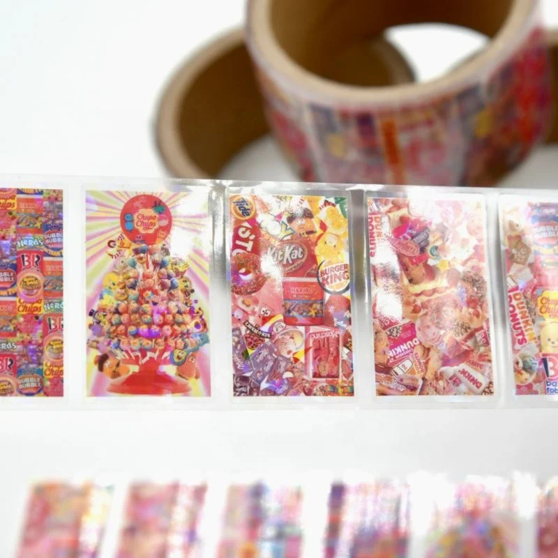 Glass Frpapert Laser Stickers Custom Holographic Adhesive Sticker Label Sticker Rolls Clear Waterproof Customized Packaging CMYK