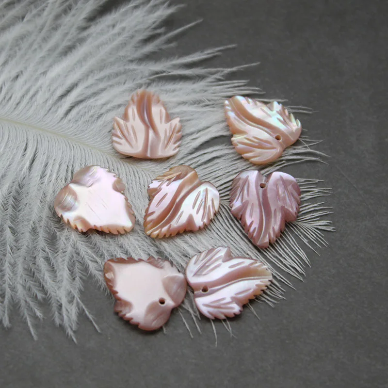 Wholesale Loose Gemstones Mother of Pearl MOP Leaf Shape Natural Shell Carved Flower 12*14mm for Jewelry Making