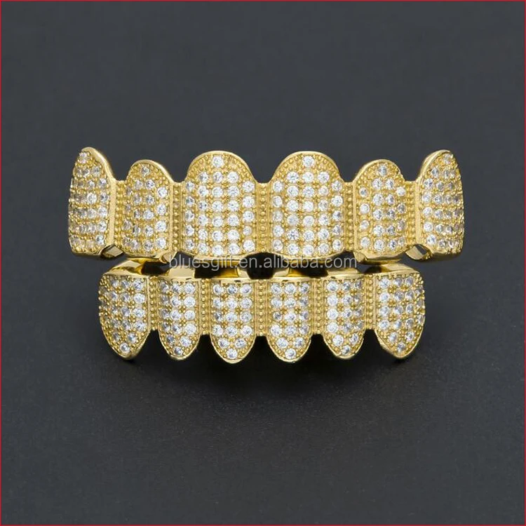 Blues White Gold Vampire Dracula Fangs Top Bottom JOKER GRILLZ Teeth Grills for women men halloween gift