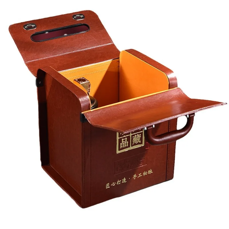 High-End PU Leather Wine Box Wholesale Sale Cheap Price for 2 Bottles for Wooden Box