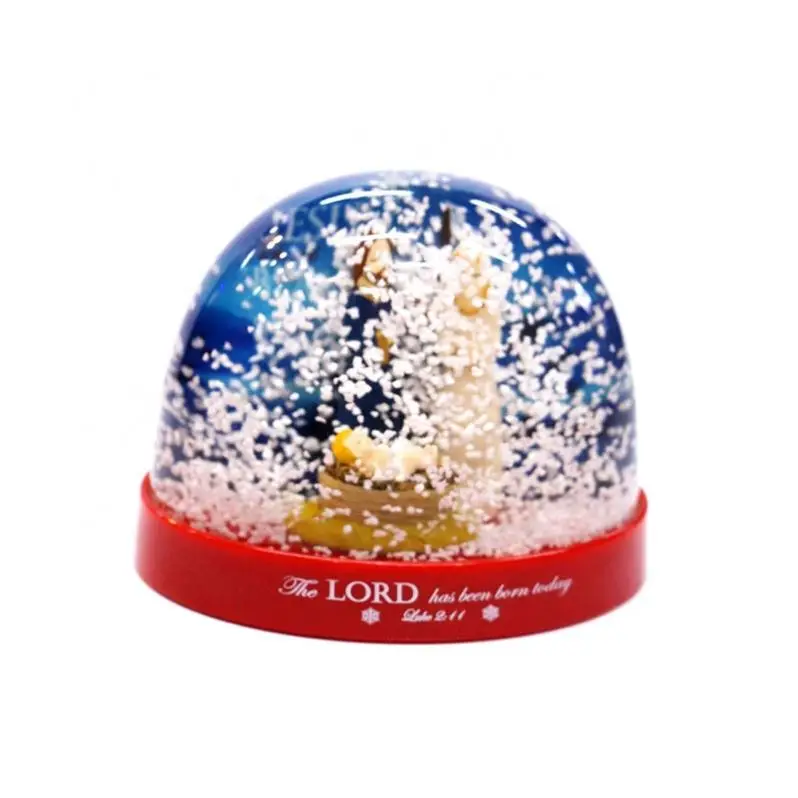 Oval Shape Custom Christmas Snowball Ornaments Animal Decoration Snowball Transparent Water Ball Snow Dome Globe