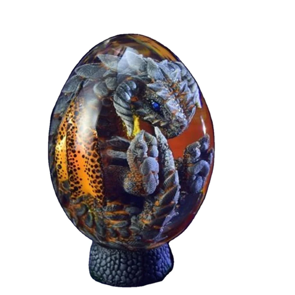 Dream Crystal Transparent Glowing Lava Dragon Egg-resin Sculpture Desktop Ornaments Home Decoration Ornaments Souvenirs