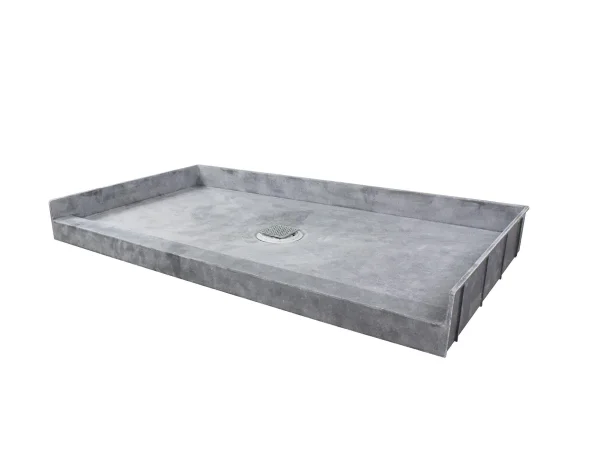 SMC Shower Tray Center Drain, Single Threshold Alcove Shower Pan Base for Bathroom 60x32 in