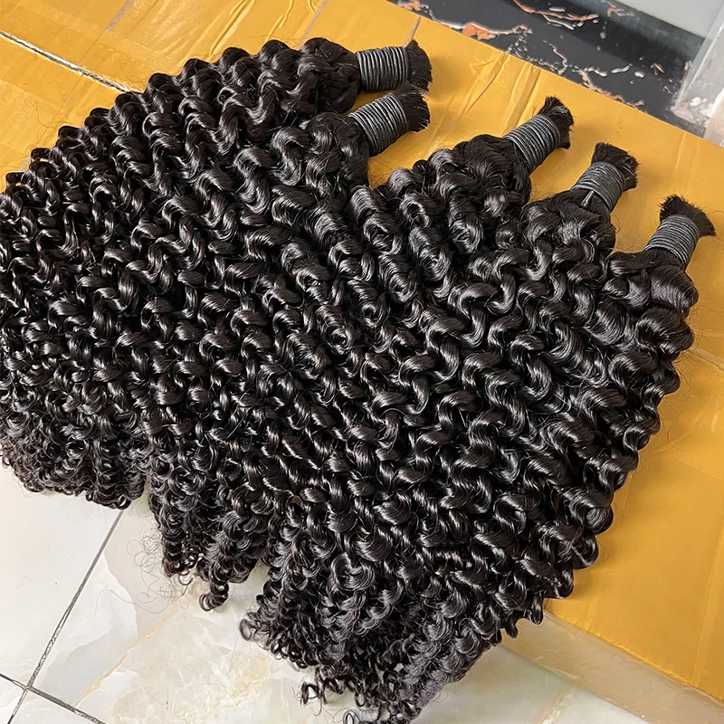 Bulk Hair Extensions 10A Grade Raw Vietnamese Deep Curly No Weft Bulk Human Hair Braiding Hair
