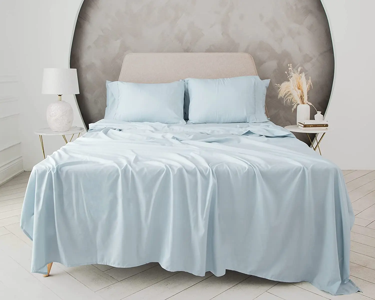 Luxury Comforter King Size Plain Cotton Flat Sheet Bed Sheets Sets Bedding Set