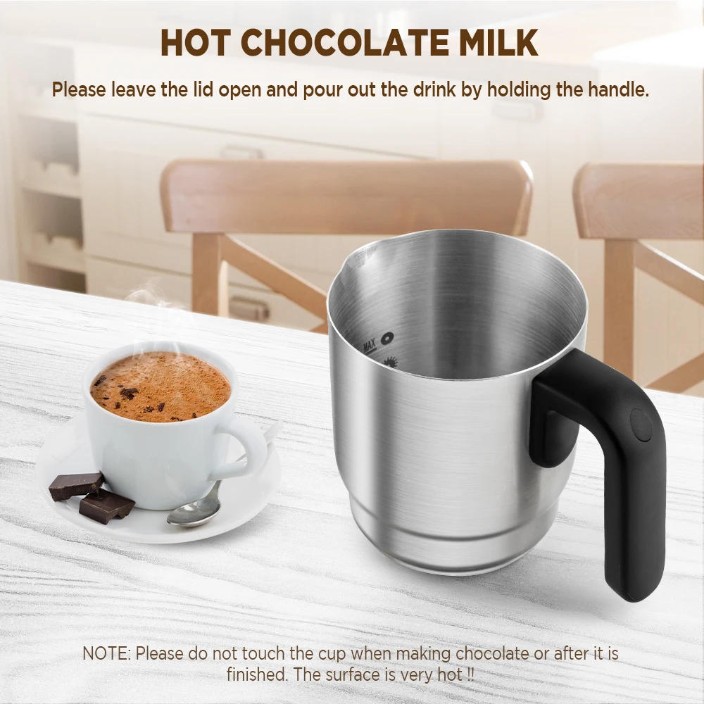 Household Electric Milk Frother for Coffee Cold and Warm Milk Foam Makers with Removable 700ml Stainless Steel Jug