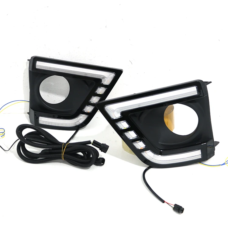 Auto lamp DRL LED Daytime Running lights three color Fog Lamp cover For Toyota Corolla 2014-2017