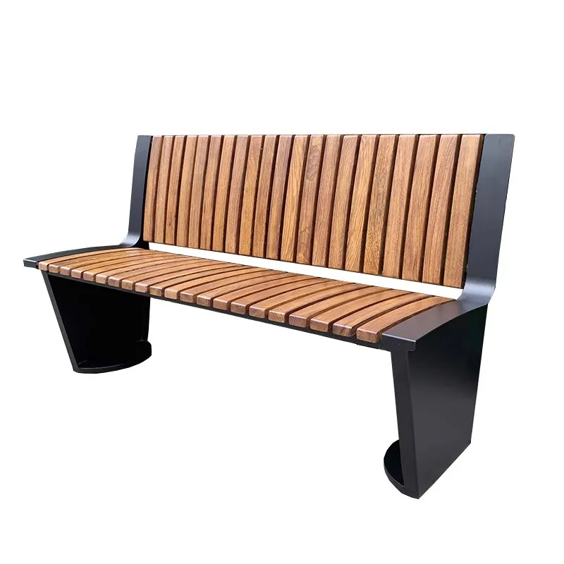 Modern outdoor furniture stainless steel benches  wooden benches seat
