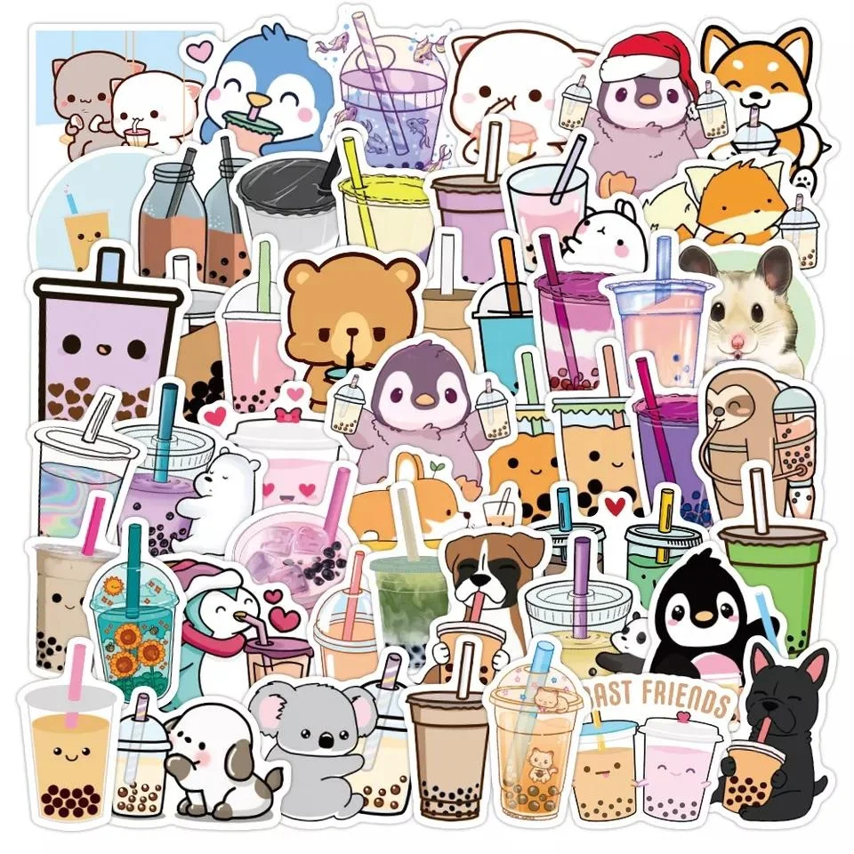 50 шт. в стиле «Bubble Tea милые Боба «граффити» из водонепроницаемого материала ПВХ случайных стикеров для девочек Дети тетрадь телефон камера ноутбука