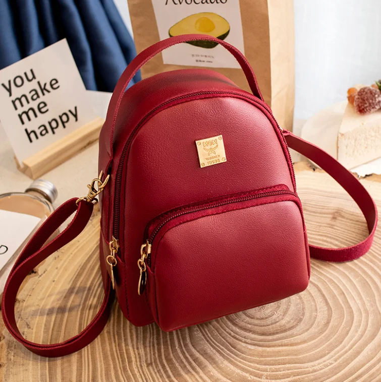 colorful custom pu bags girls mini leather backpacks
