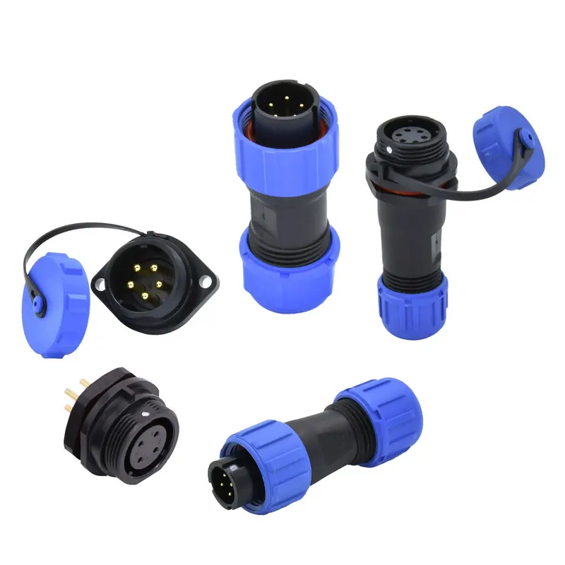 Industrial IP68 Threaded male female plastic 2 3 4 5 7 9 12pin panel mount SP11 SP13 SP17 SP21 cable connector