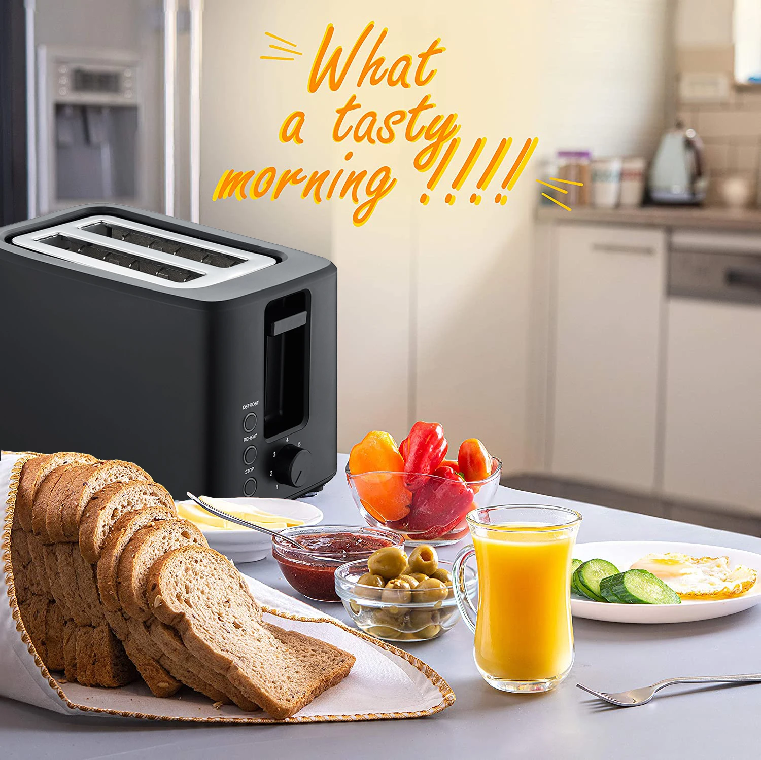 Easy Use Kitchen Bread Toaster Maker Multifunction Defrost Reheat Cancel 2 Slice Toaster With Bun Warmer