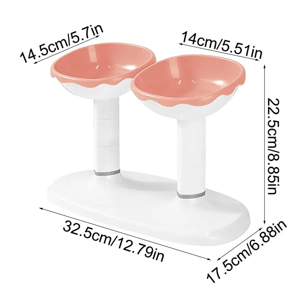 Xianchanpets Adjustable Cream Double Bowl Feeder New Step-By-Step Combination Pet Bowl for Small Animals Water & Food Serving