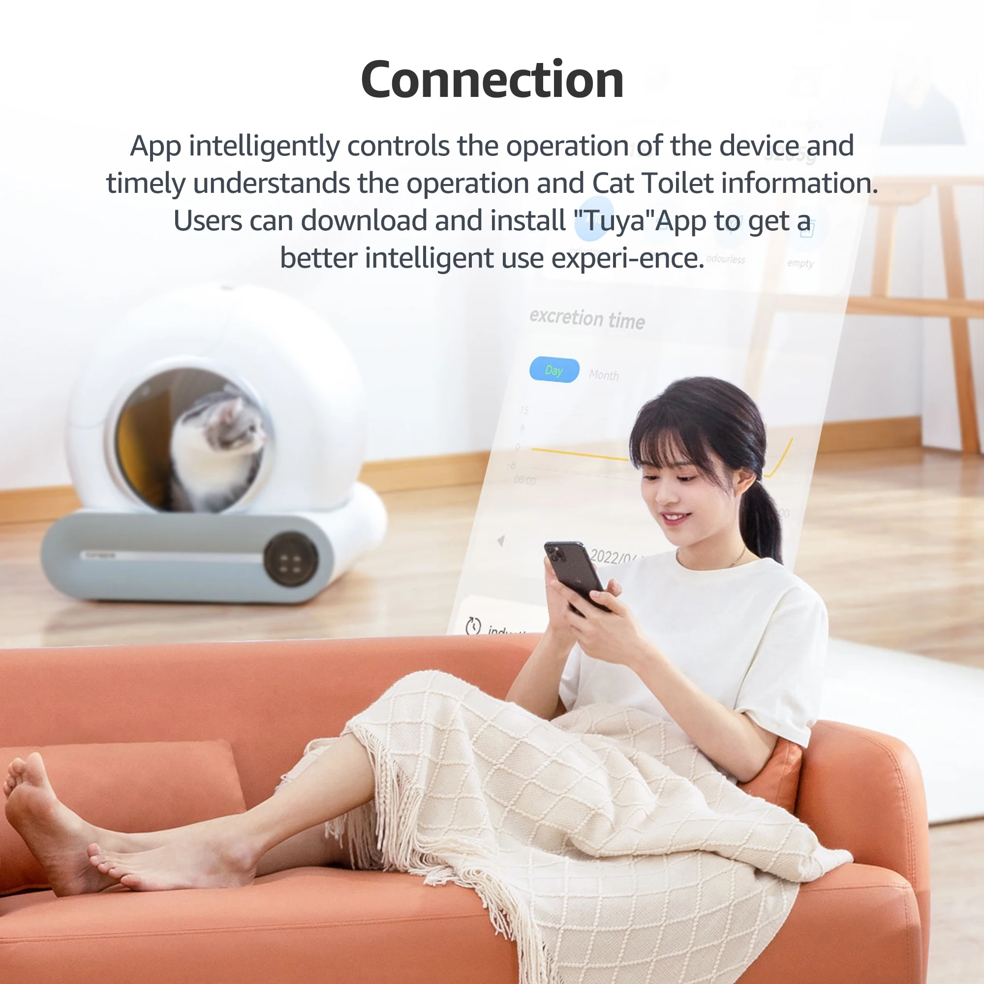 IPetDog 65L Large Space Self Cleaning Cat Automatic Litter Box Wi-Fi Enabled Smart Robot with 24H App Remote Control