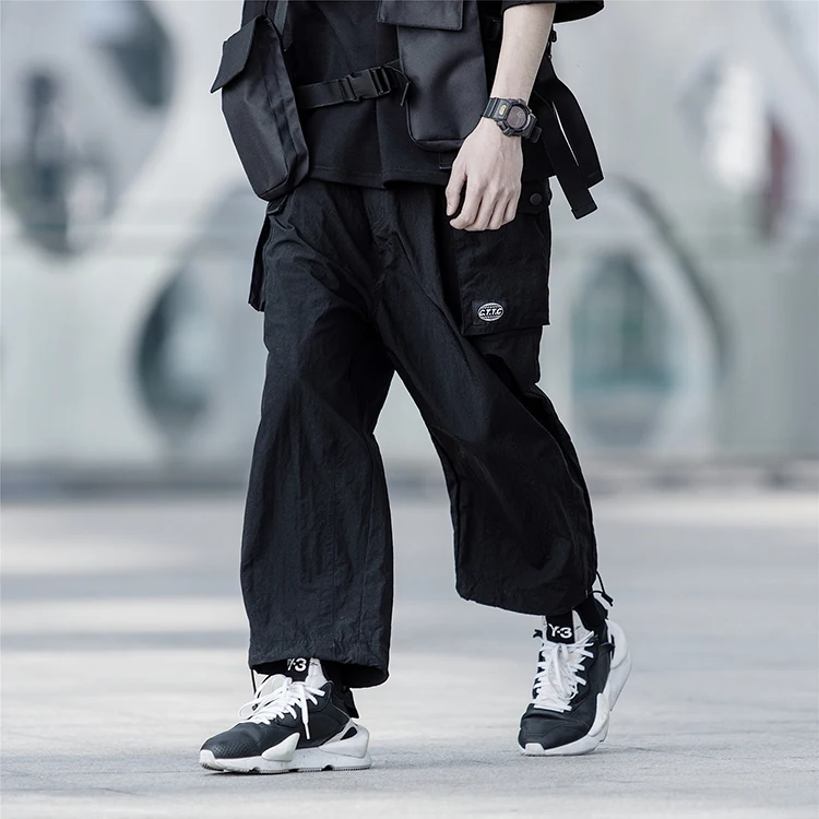 Fashionable autumn spring loose low crotch joggers harem women stylish hip hop sweatpants men black versatile pants