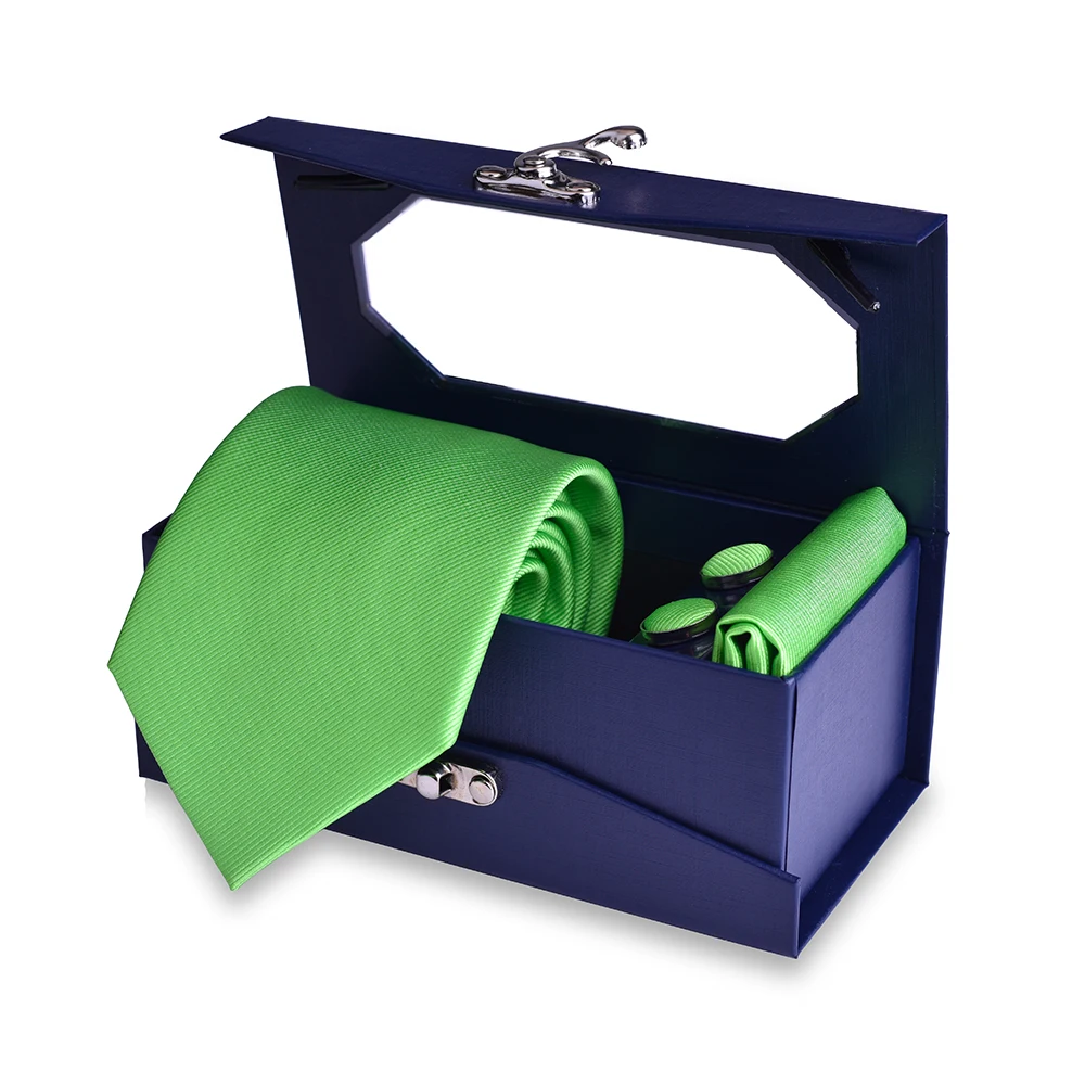 3 шт./компл. 8 см мужских галстуков платок с запонками Комплект сплошной цвет шеи галстук-бабочка высокое качество нагрудный подарочной коробкой