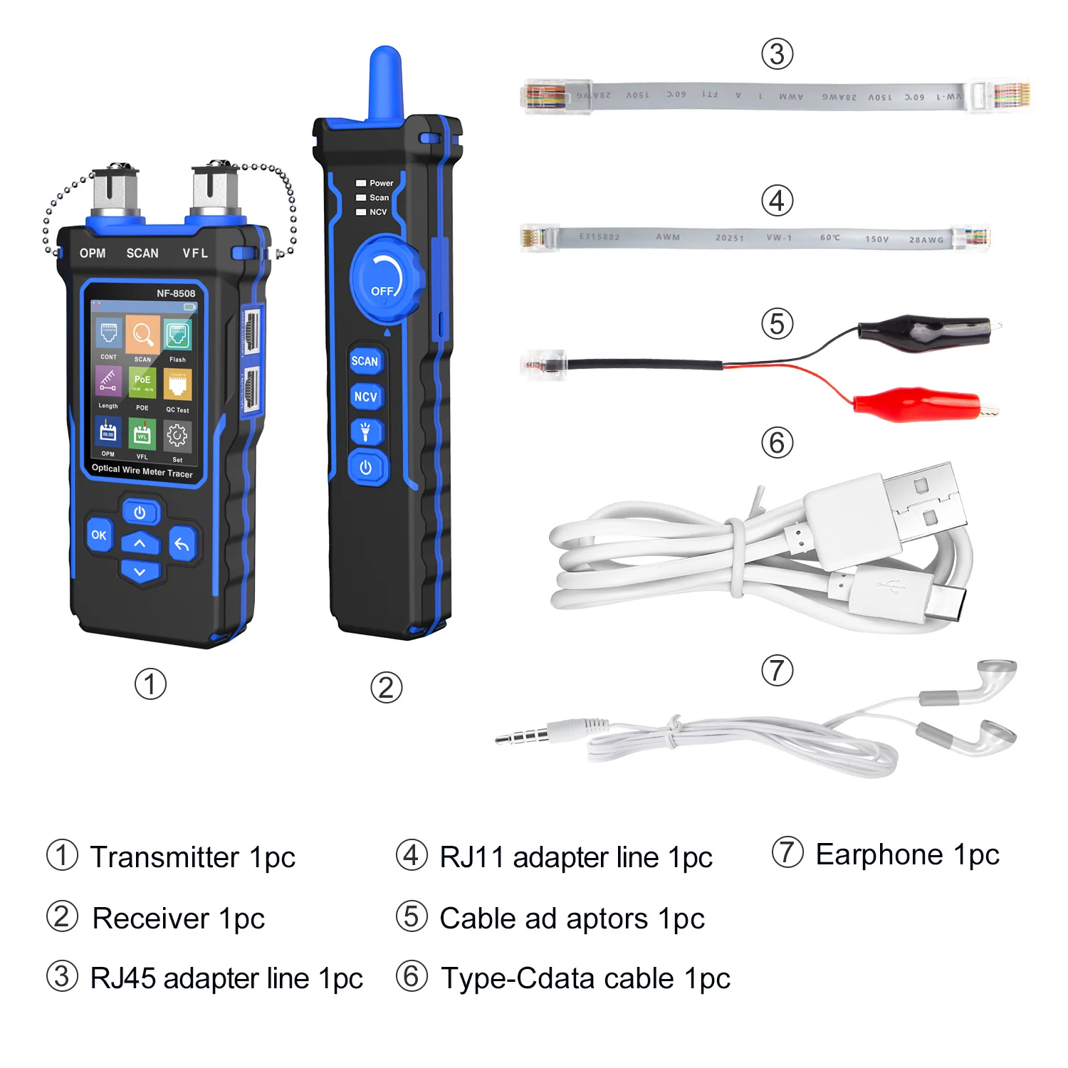 NOYAFA All in one Optical Power Meter Fiber Rj45 Network Cable Tester OPM VFL PoE tester Cable finder