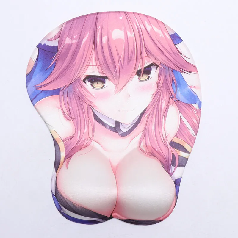 Animated 3D mouse soft silicone breast decoration Japanese comic show mouse pad