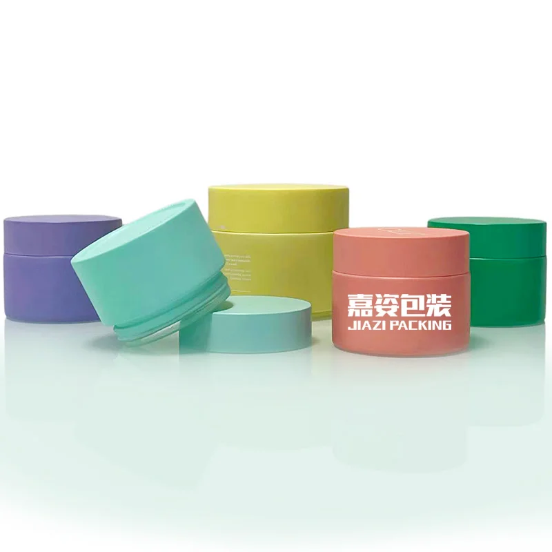 Custom colored glass container 5ml 30ml 1 ounce 2oz 2 oz 50ml 50g 60ml 100ml 100g eye face cream jars pink cosmetic jar with lid