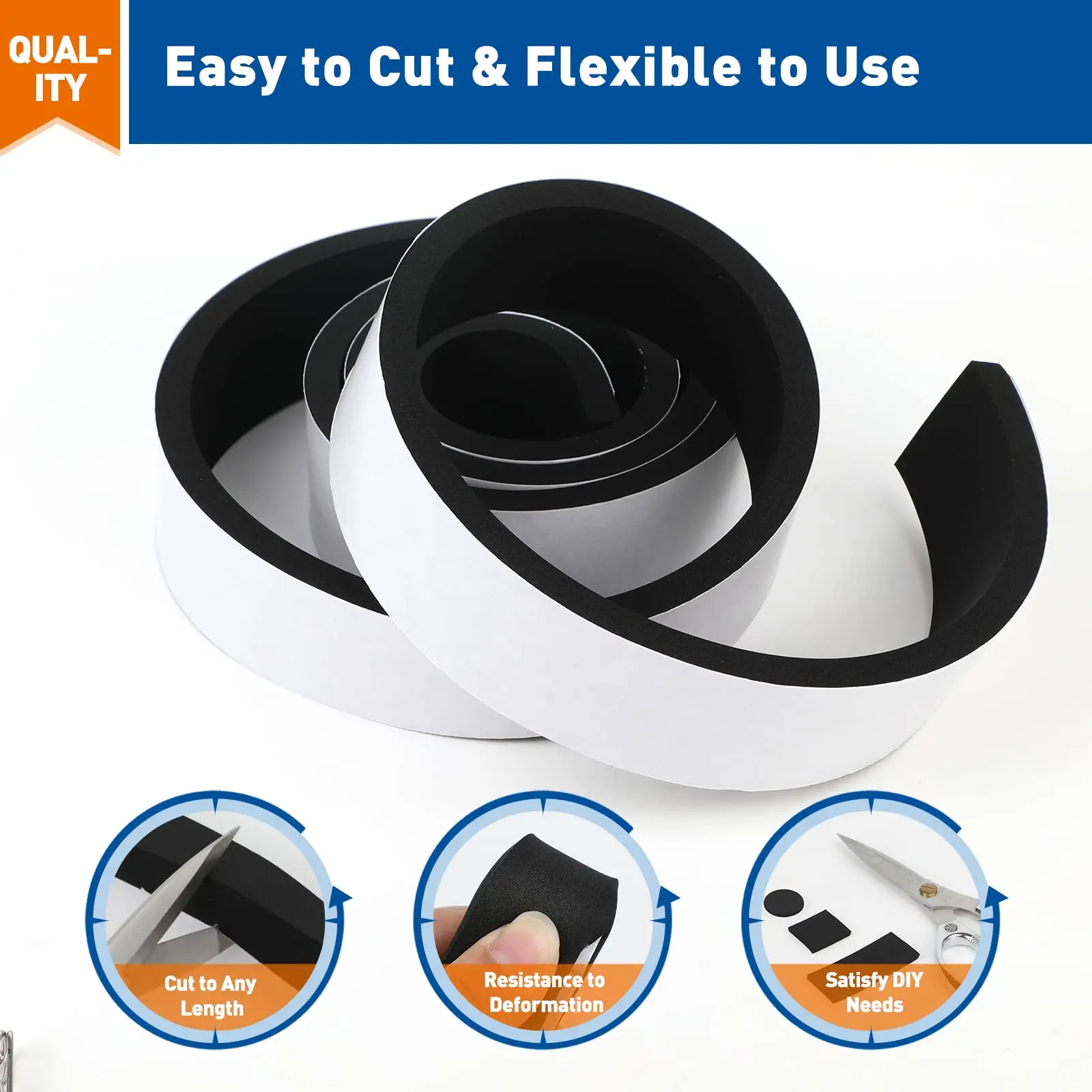 Foam tape Foam Tapes Self Adhesive Seal Strips Each Roll Weatherstrips High Resilience Weather Stripping Door Seals for Door
