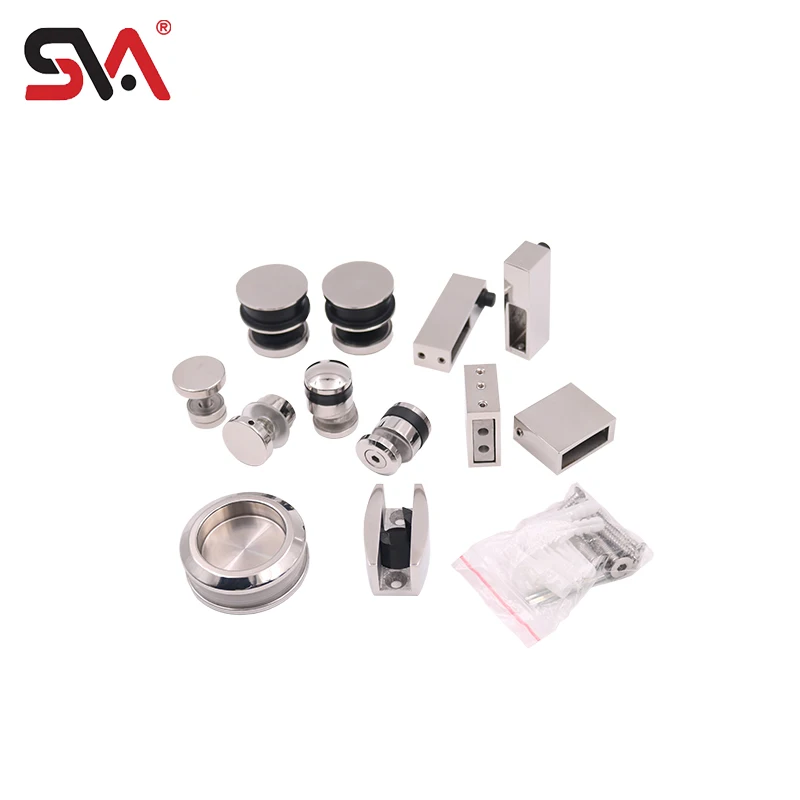 SVA-0001 Modern Soft Closing Concealed Automatic Bathroom Frameless Flush Shower Sliding Glass Door Hardware Roller System