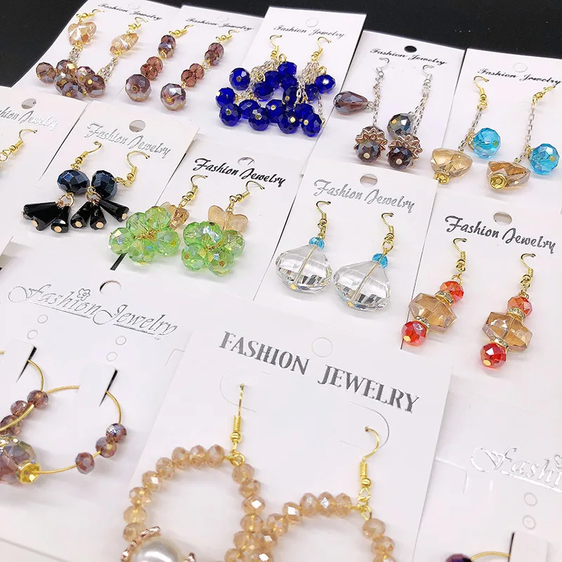 Aug jewelry earrings mixed wholesale personality celebrity style long color crystal handmade earrings bulk cheap ladies earrings