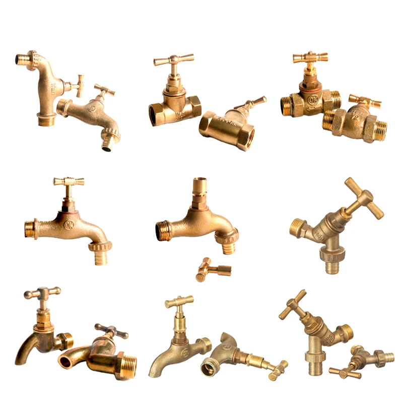IFAN 1/2' Kitchen Garden Sink Faucet Single Handle Thread Water Tap Outdoor Washing Machine Switch Faucet Brass Bibcock