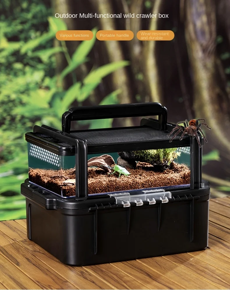 Reptile Feeding Box Snake Plastic Breeding Box for Bearded Gecko Dragon Lizard Spider Frog Scorpion