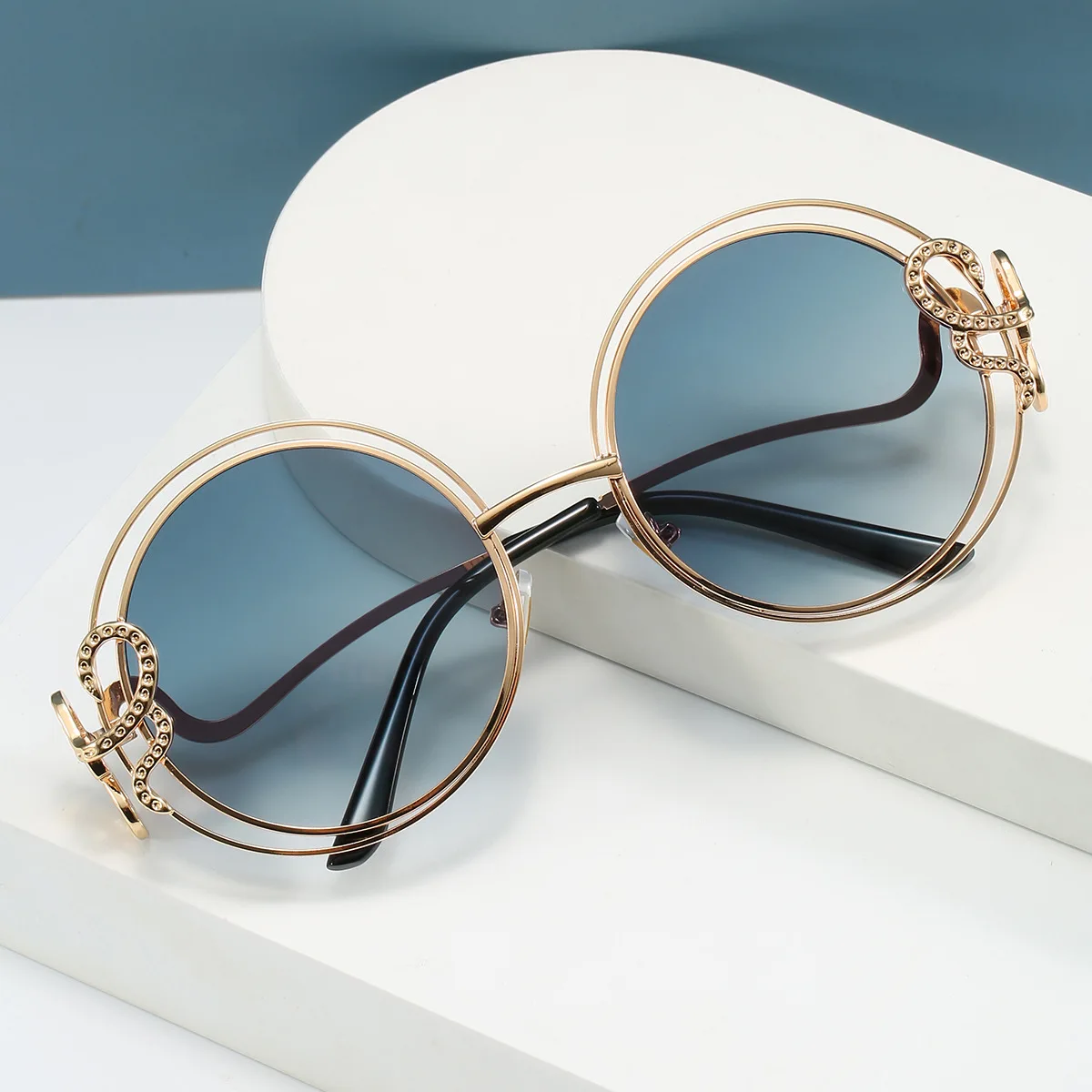 New Designer luxury Brand Round PC Frames Shades Sunglasses Glasses For Women