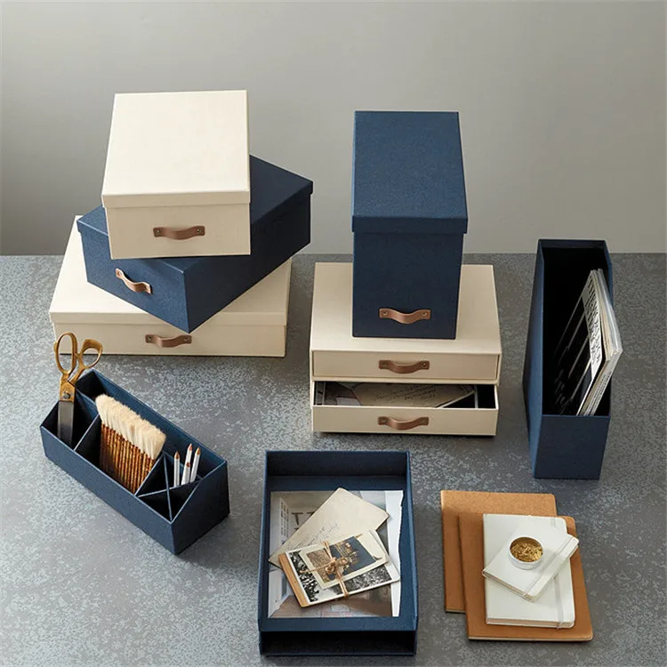 New design fine quality school office blue yellow desk set office cardboard desk organizer storage