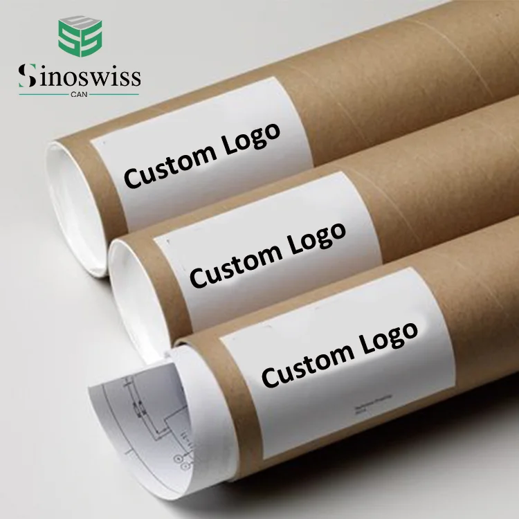 Cardboard Shipping Tube Mailing Poster Packaging Tube Round Box Brown Paper Kraft Tube Metal Lid Plastic Lid