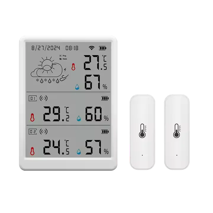 Wale New Product 4.3 inch Tuya WiFi Smart Temperature and Humidity Monitor With Two Extra 433 Mhz Sensor Notification Alert