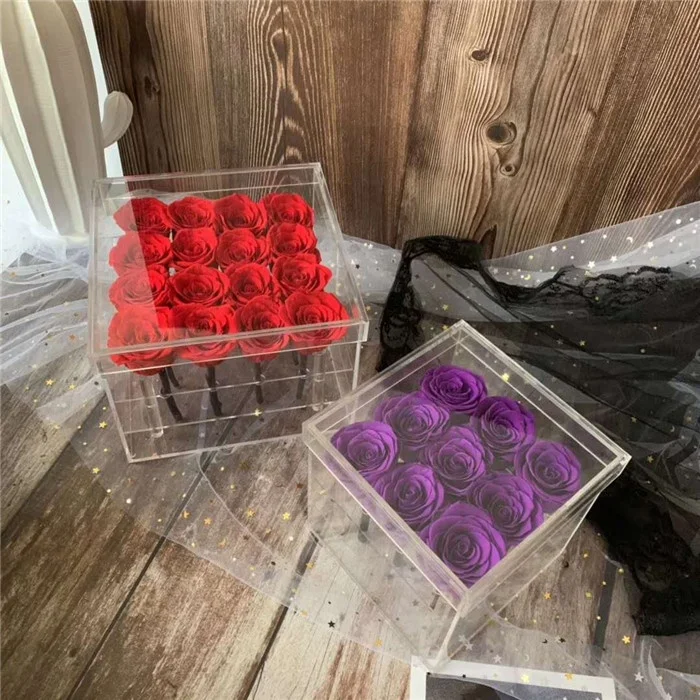 Yunnan  Factory Pricewholesale preserved roses Eternal Forever Immortal Roses preserved long lasting rose acrylic box