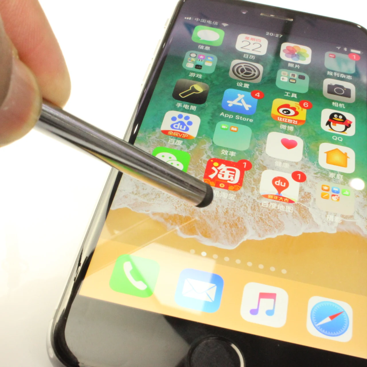 Copper tube telescopic rod stylus telescopic pendant mobile phone dust plug