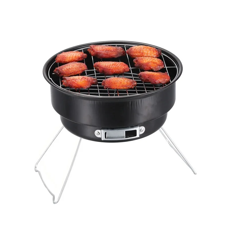 Portable Round Barbecue Outdoor Stainless Steel Barbecue Folding Ice Boiler BBQ Grill