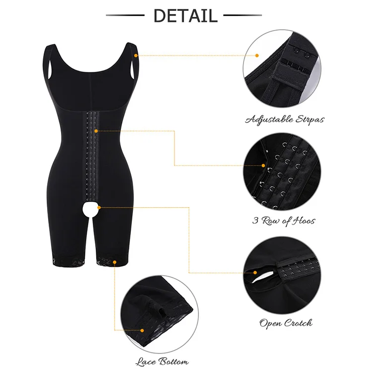 Lover-Beauty Wide Straps Open Crotch Three-Layered Full Body Shaper Tummy Control Shapewear For Women