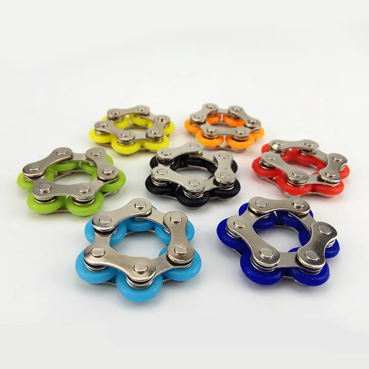 Mini Handheld Fidget Toy Set Six Roller Chain and Key Flippy Chain Bike Chain Fidget Stress Relief Toys
