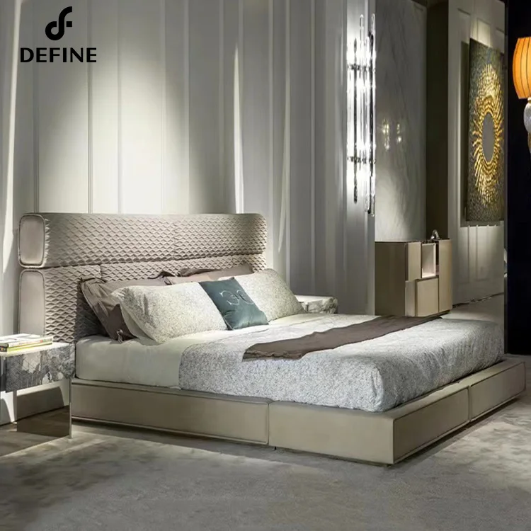 Comfortable Home Furniture Soft Mattresses Double Queen Modern Luxury Bed Luxury Bedroom Set House Wood Bed