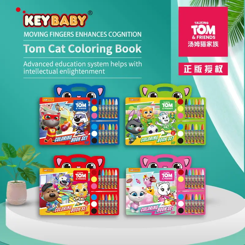KEYBABY Custom New Design Early Educational Drawing Coloring Book Printing With 12pcs Crayon For Kids